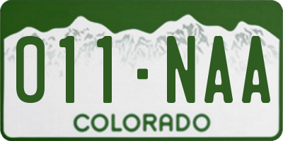 CO license plate 011NAA