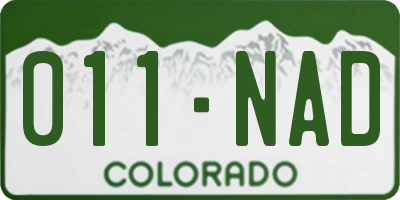 CO license plate 011NAD
