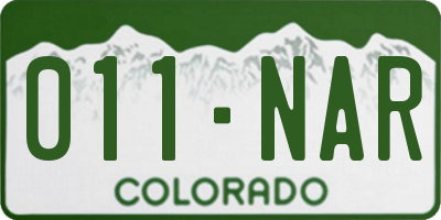 CO license plate 011NAR
