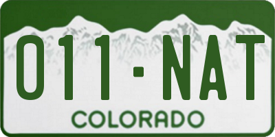 CO license plate 011NAT
