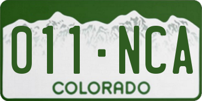 CO license plate 011NCA