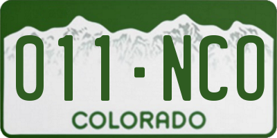 CO license plate 011NCO