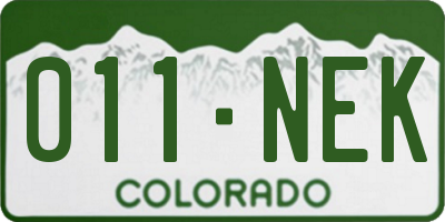 CO license plate 011NEK