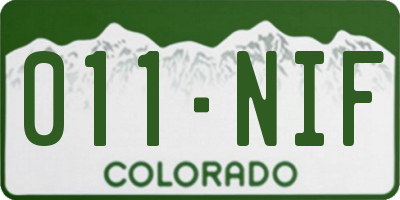 CO license plate 011NIF