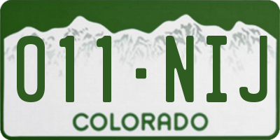CO license plate 011NIJ