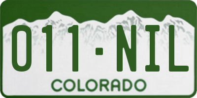 CO license plate 011NIL