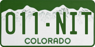 CO license plate 011NIT