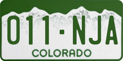 CO license plate 011NJA