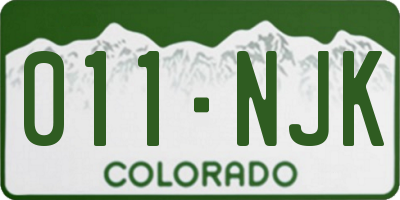 CO license plate 011NJK