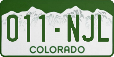 CO license plate 011NJL