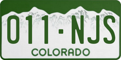 CO license plate 011NJS