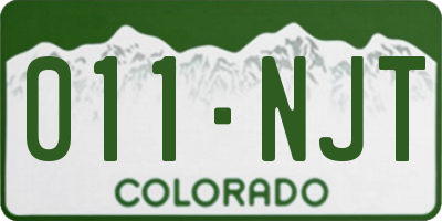 CO license plate 011NJT