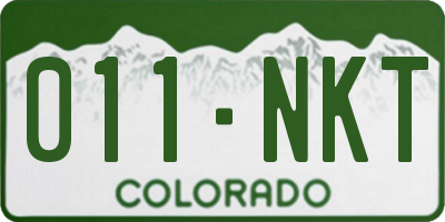 CO license plate 011NKT