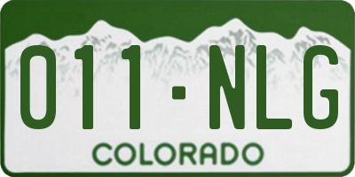 CO license plate 011NLG