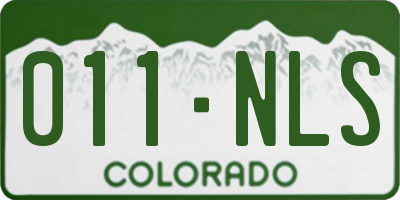 CO license plate 011NLS