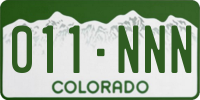 CO license plate 011NNN