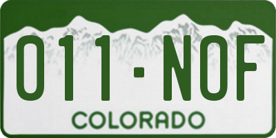 CO license plate 011NOF
