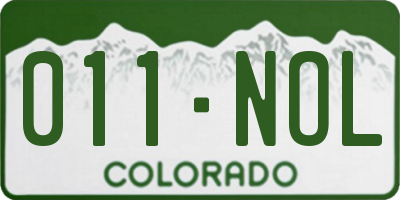 CO license plate 011NOL