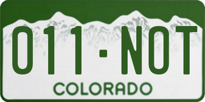 CO license plate 011NOT