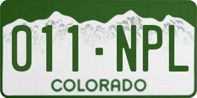 CO license plate 011NPL