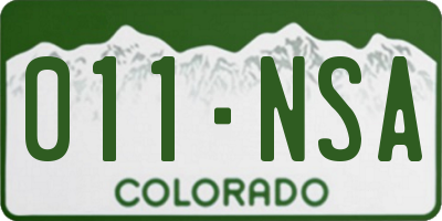 CO license plate 011NSA