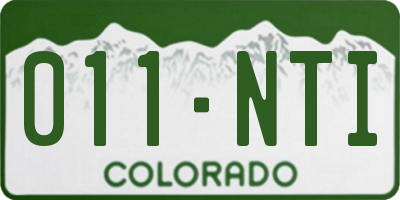 CO license plate 011NTI