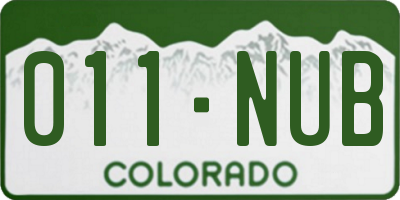 CO license plate 011NUB