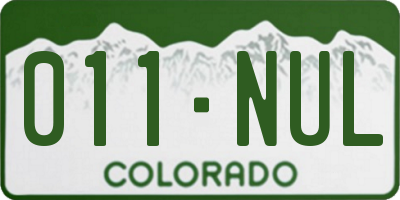 CO license plate 011NUL