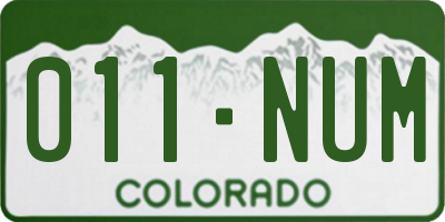 CO license plate 011NUM
