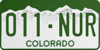 CO license plate 011NUR
