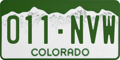 CO license plate 011NVW