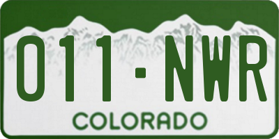 CO license plate 011NWR