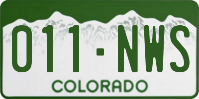 CO license plate 011NWS