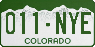 CO license plate 011NYE