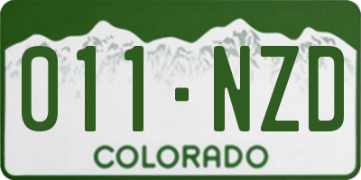 CO license plate 011NZD