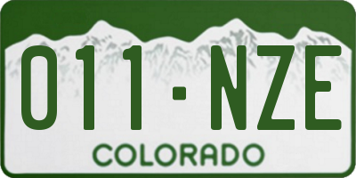 CO license plate 011NZE