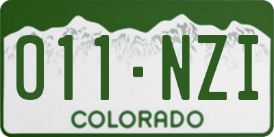 CO license plate 011NZI