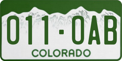 CO license plate 011OAB