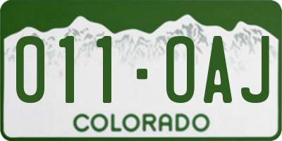 CO license plate 011OAJ