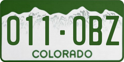 CO license plate 011OBZ