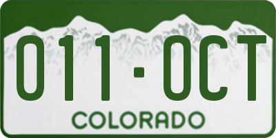 CO license plate 011OCT