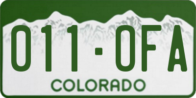 CO license plate 011OFA