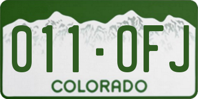 CO license plate 011OFJ