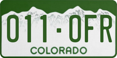 CO license plate 011OFR