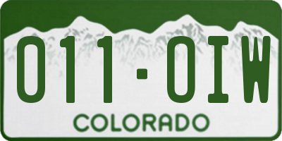 CO license plate 011OIW