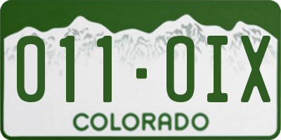 CO license plate 011OIX