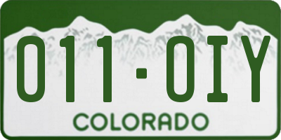 CO license plate 011OIY