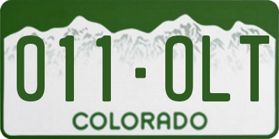 CO license plate 011OLT