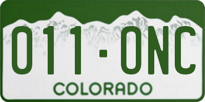 CO license plate 011ONC