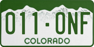 CO license plate 011ONF